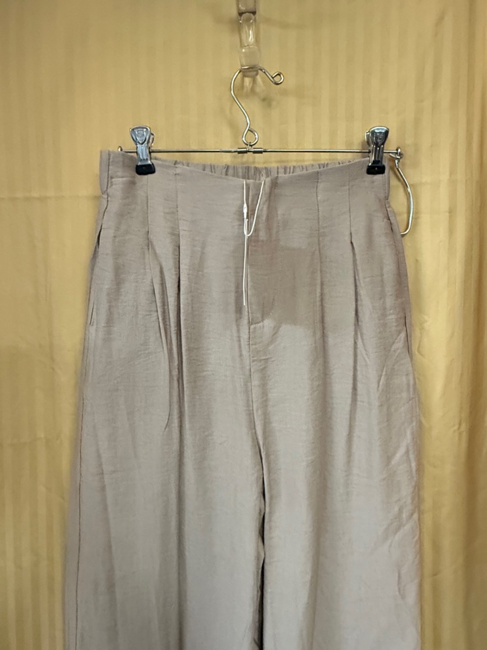 Wide-Leg Linen Blend Pants in Tan - Picture 3 of 8